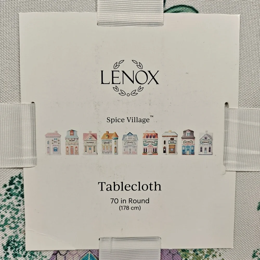 Lenox Spice Village Double Border White Tablecloth 70